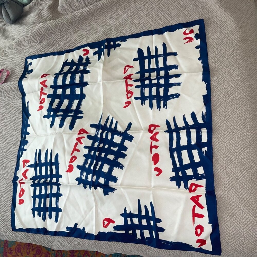Jean Patou Vintage Womens Scarf White Twill Signature Silk - Picture 2 of 8